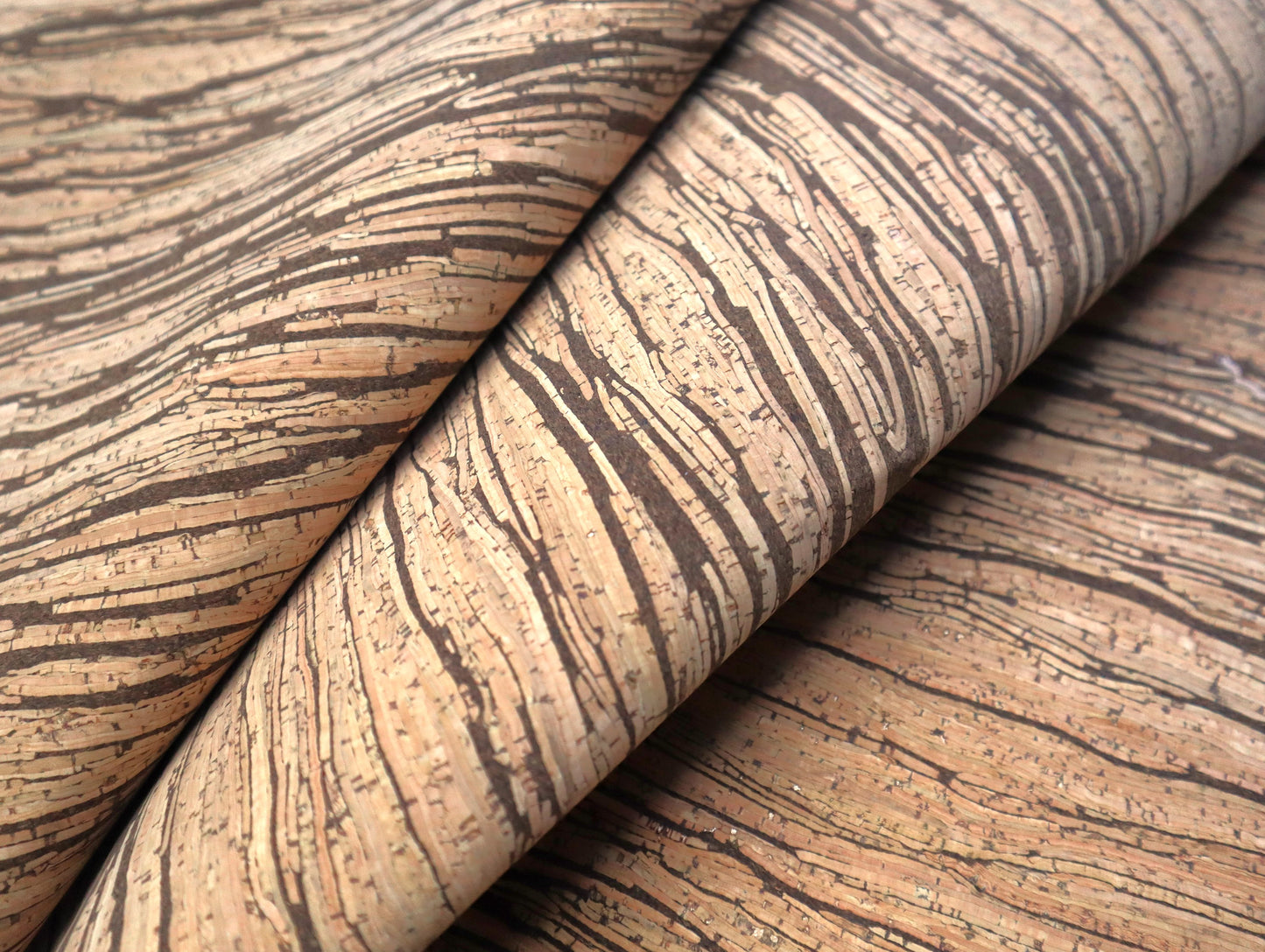 REMNANT/OFFCUT - Cork Fabric 17" x 36" - Natural Waves