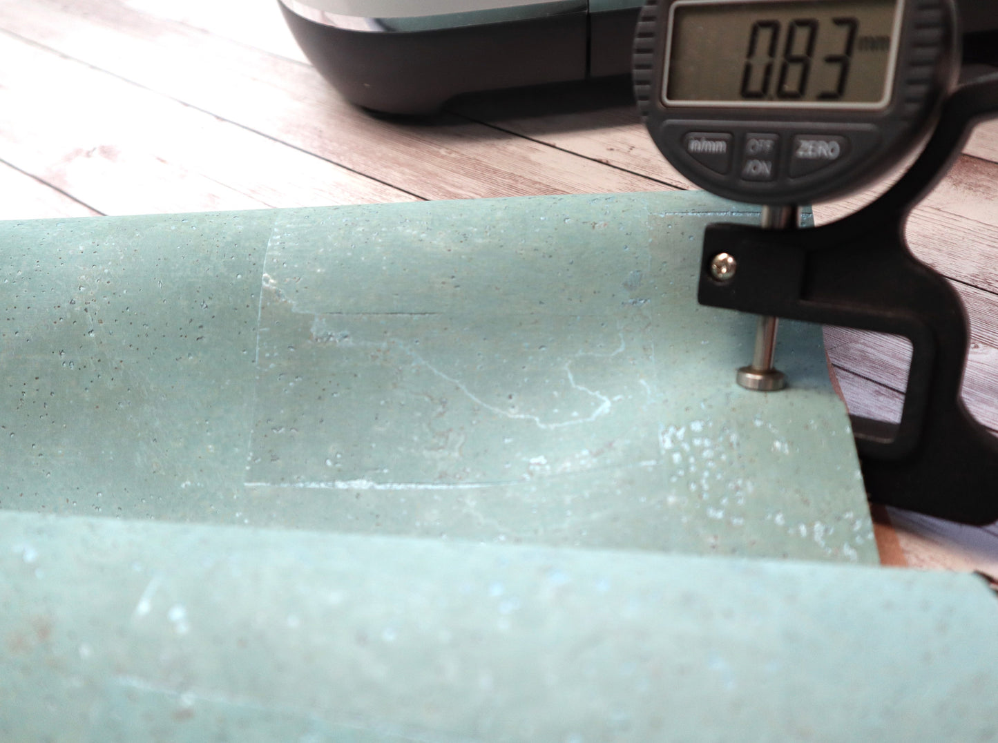REMNANT/OFFCUT - Cork Fabric 18" x 26.75" - Beach Glass Blue