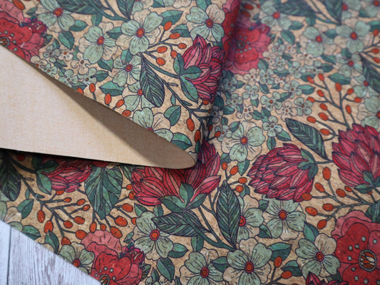 REMNANT/OFFCUT - Cork Fabric 14.75" x 27" - Summer Bloom