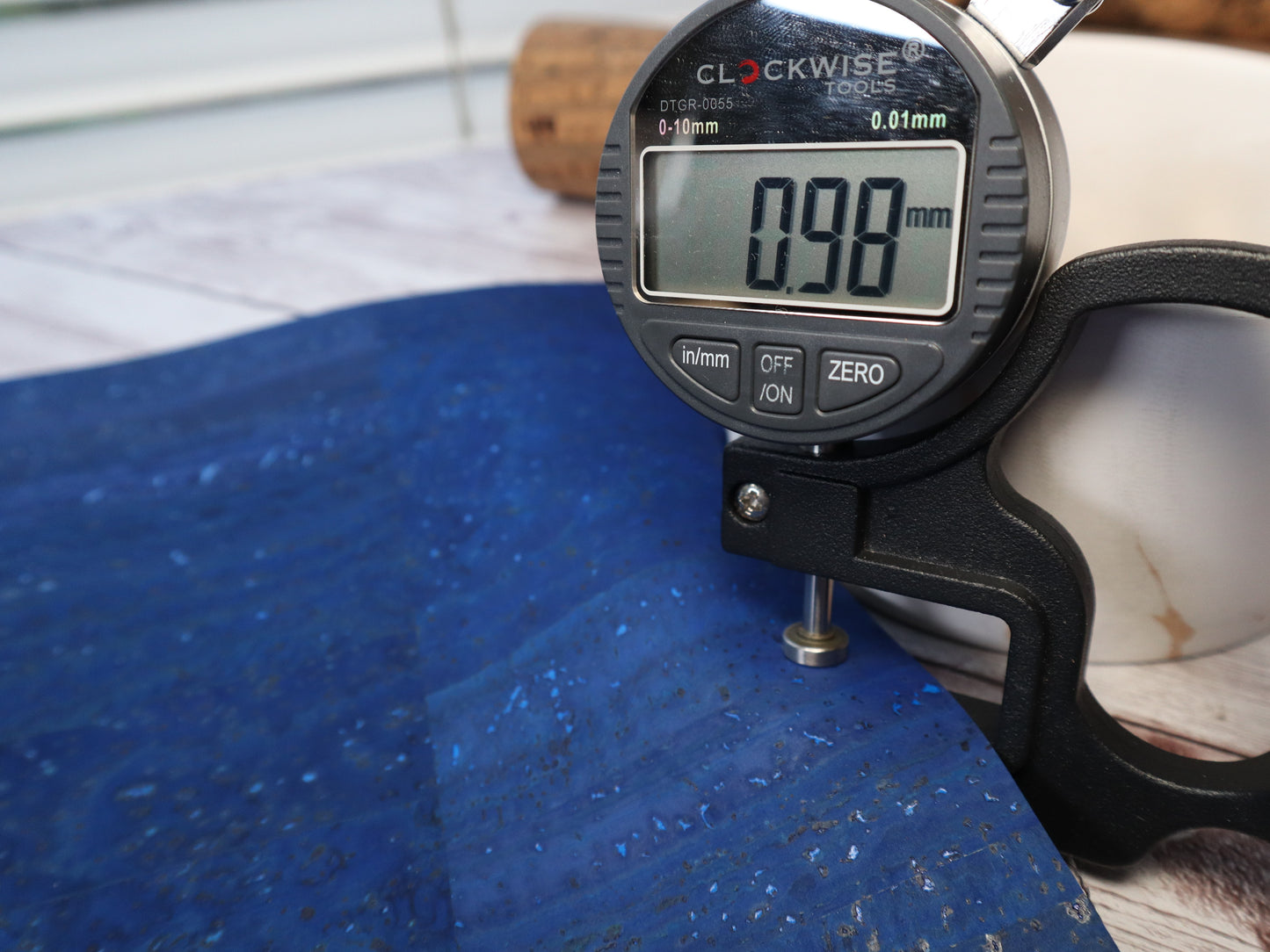 REMNANT/OFFCUT - Cork Fabric 17.5" x 29.5" - Pristine Blue