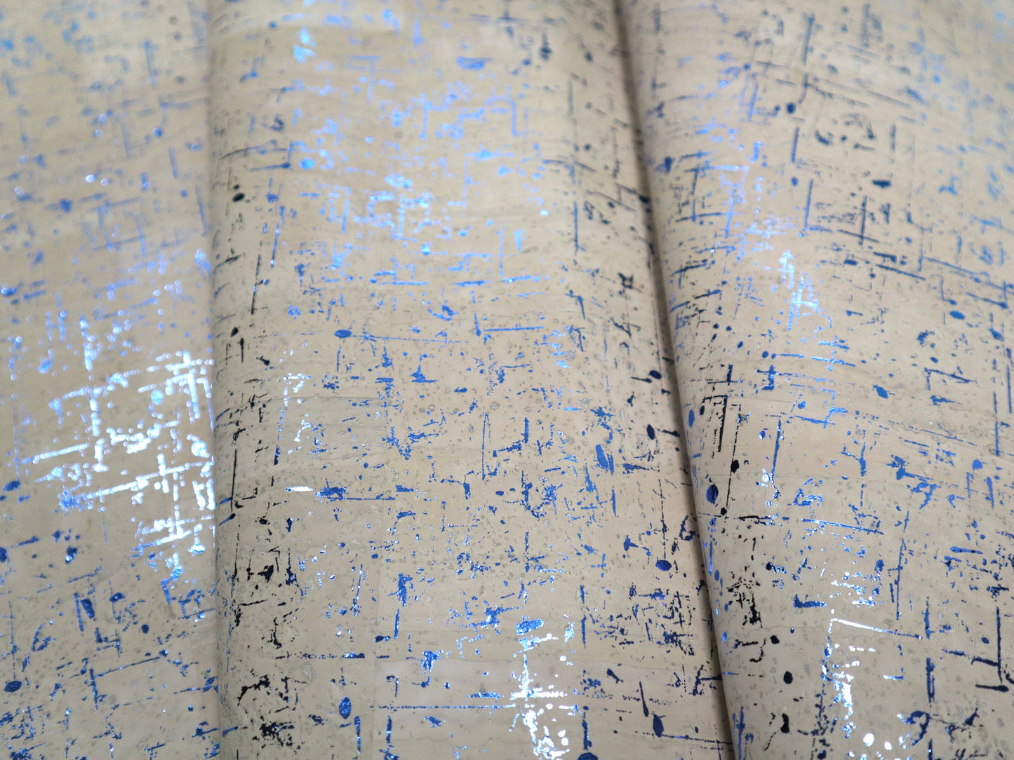 REMNANT/OFFCUT - Cork Fabric 18.5" x 34.5" -Winter Storm