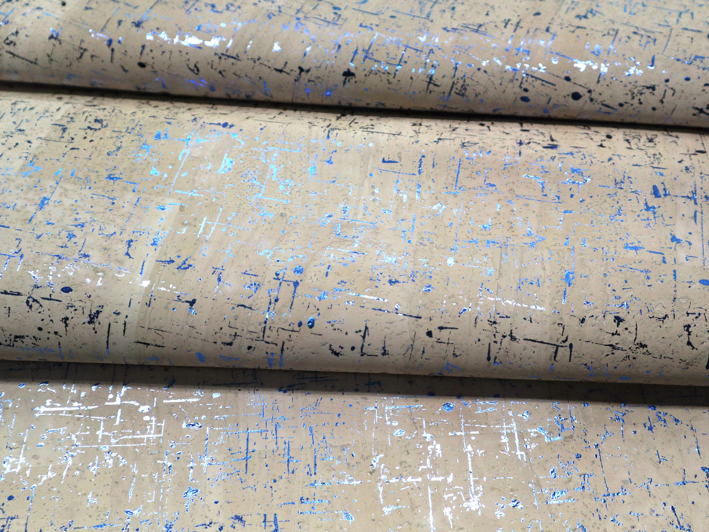 REMNANT/OFFCUT - Cork Fabric 18.5" x 34.5" -Winter Storm