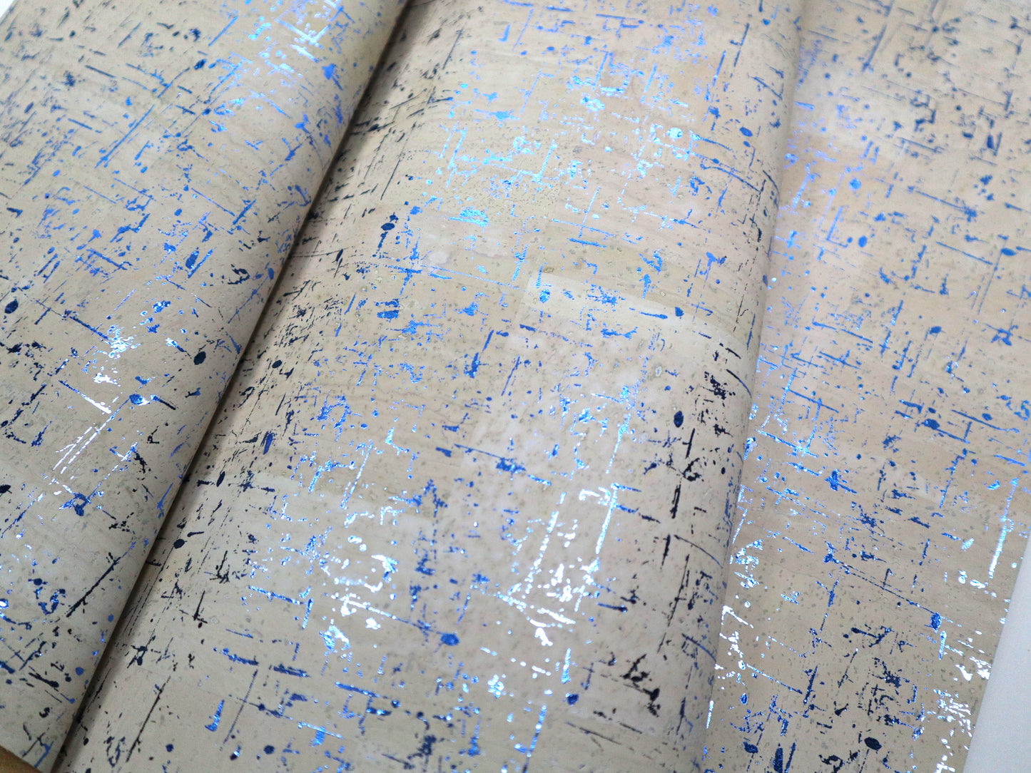 REMNANT/OFFCUT - Cork Fabric 18.5" x 34.5" -Winter Storm