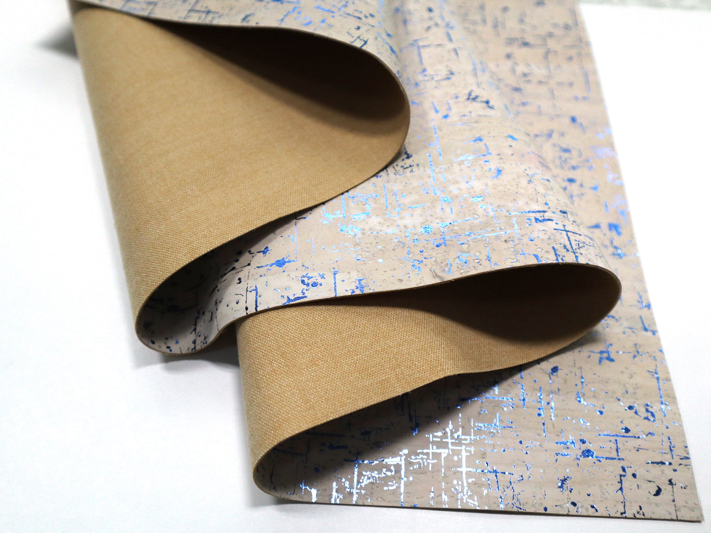 REMNANT/OFFCUT - Cork Fabric 18.5" x 34.5" -Winter Storm
