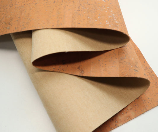 REMNANT/OFFCUT - Cork Fabric 13.5" x 18" - Melon Sorbet