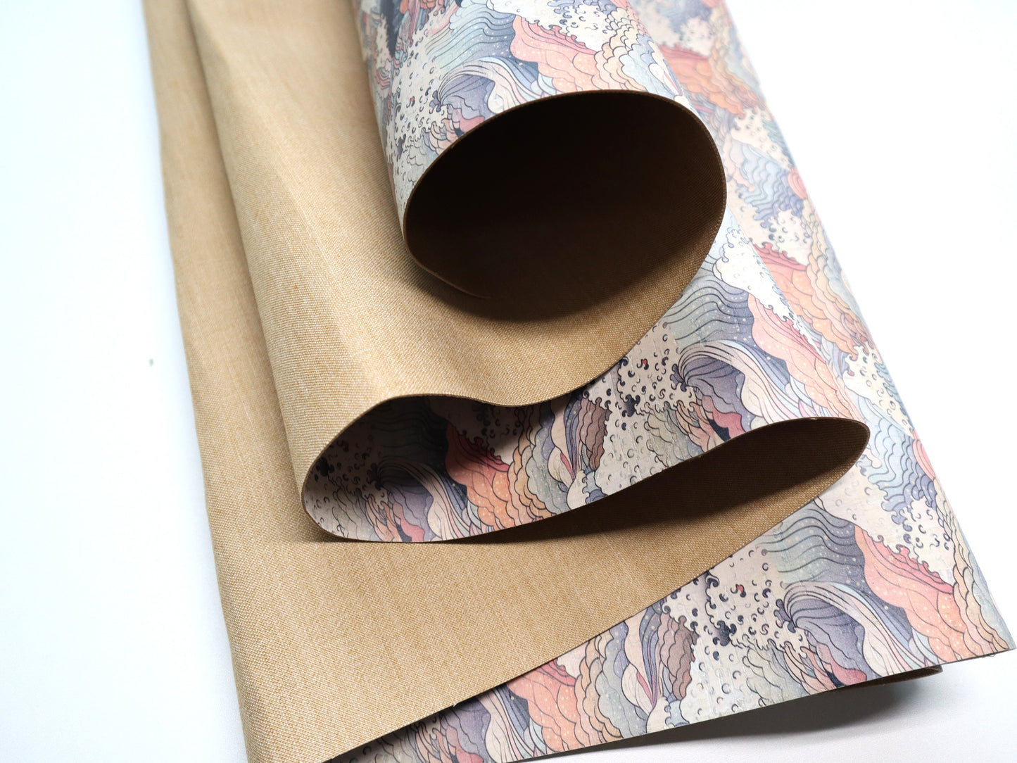 REMNANT/OFFCUT - Cork Fabric 18" x 26.5" - Enchanted Waves