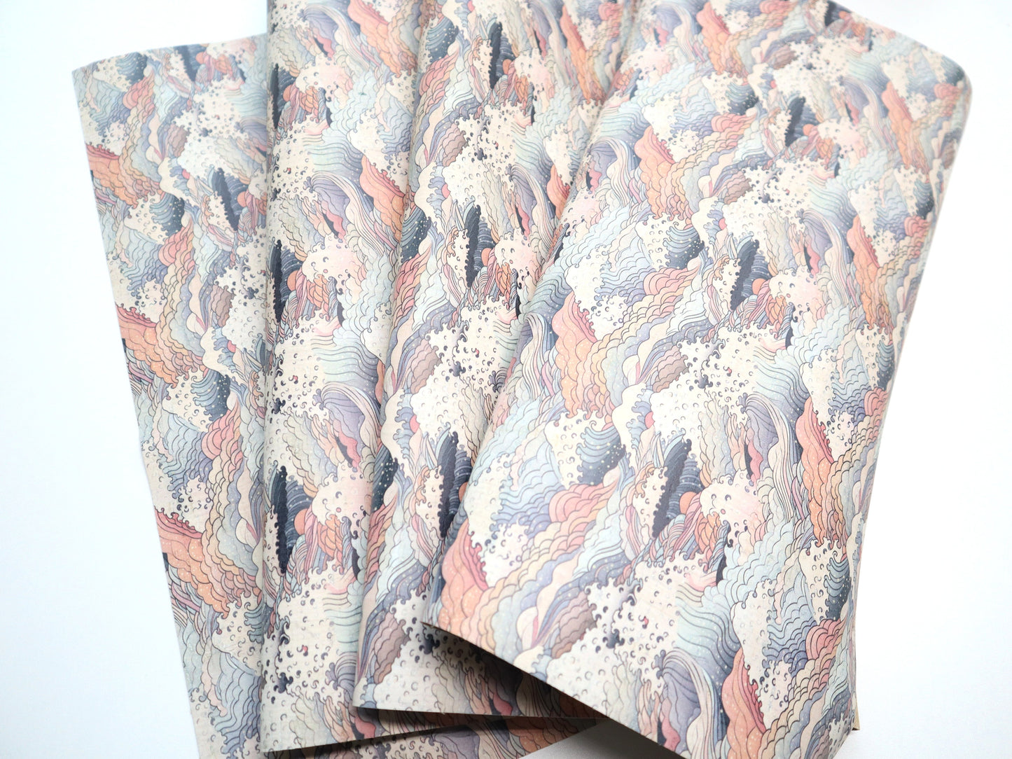 REMNANT/OFFCUT - Cork Fabric 18" x 26.5" - Enchanted Waves