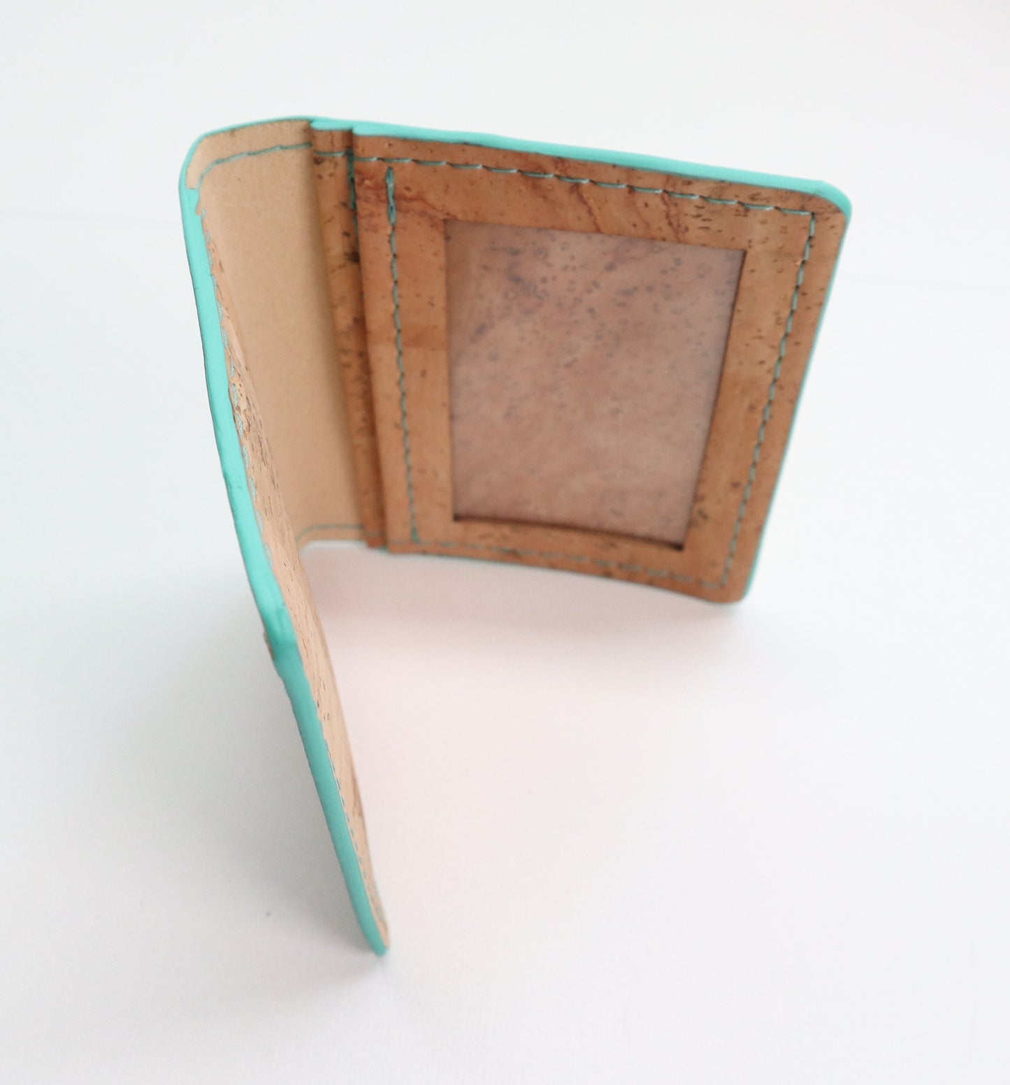 Slim Fold Wallet- Natural & Turqoise