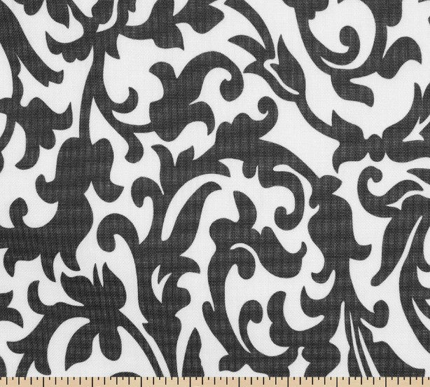 REMNANT/OFFCUT - Waterproof Canvas - Black & White Scroll 18" x 30"