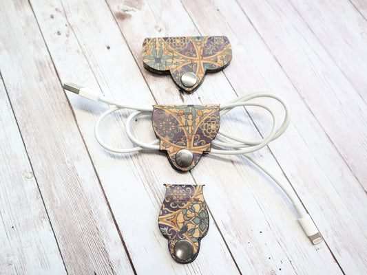 Cork Cord Keeper Set - Cathedral Flourish