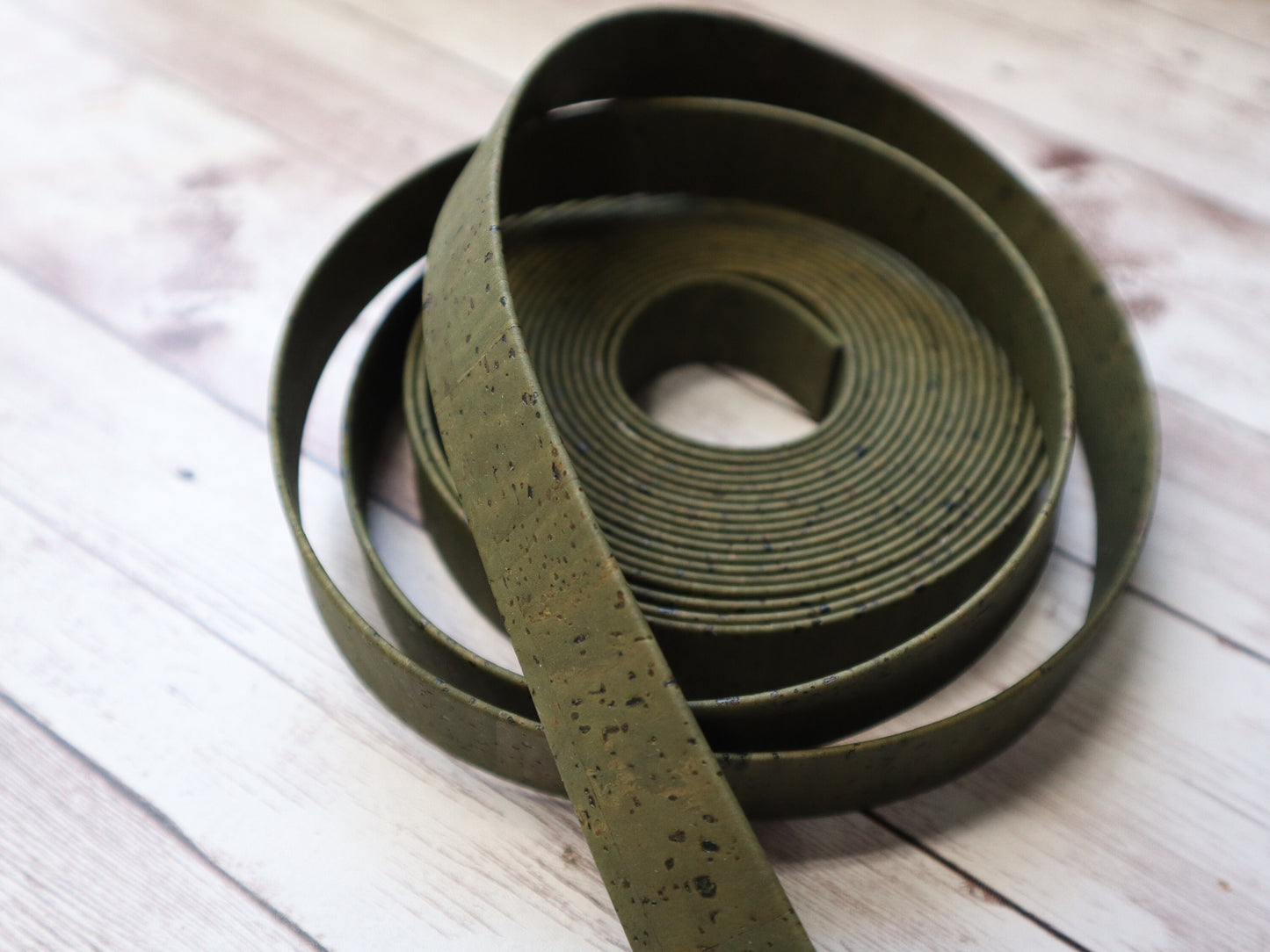 Flat Cork Cord by the Yard - Olive Green