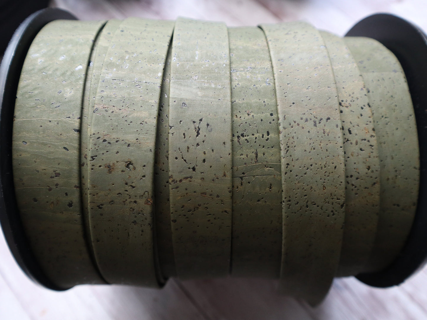 Flat Cork Cord by the Yard - Olive Green