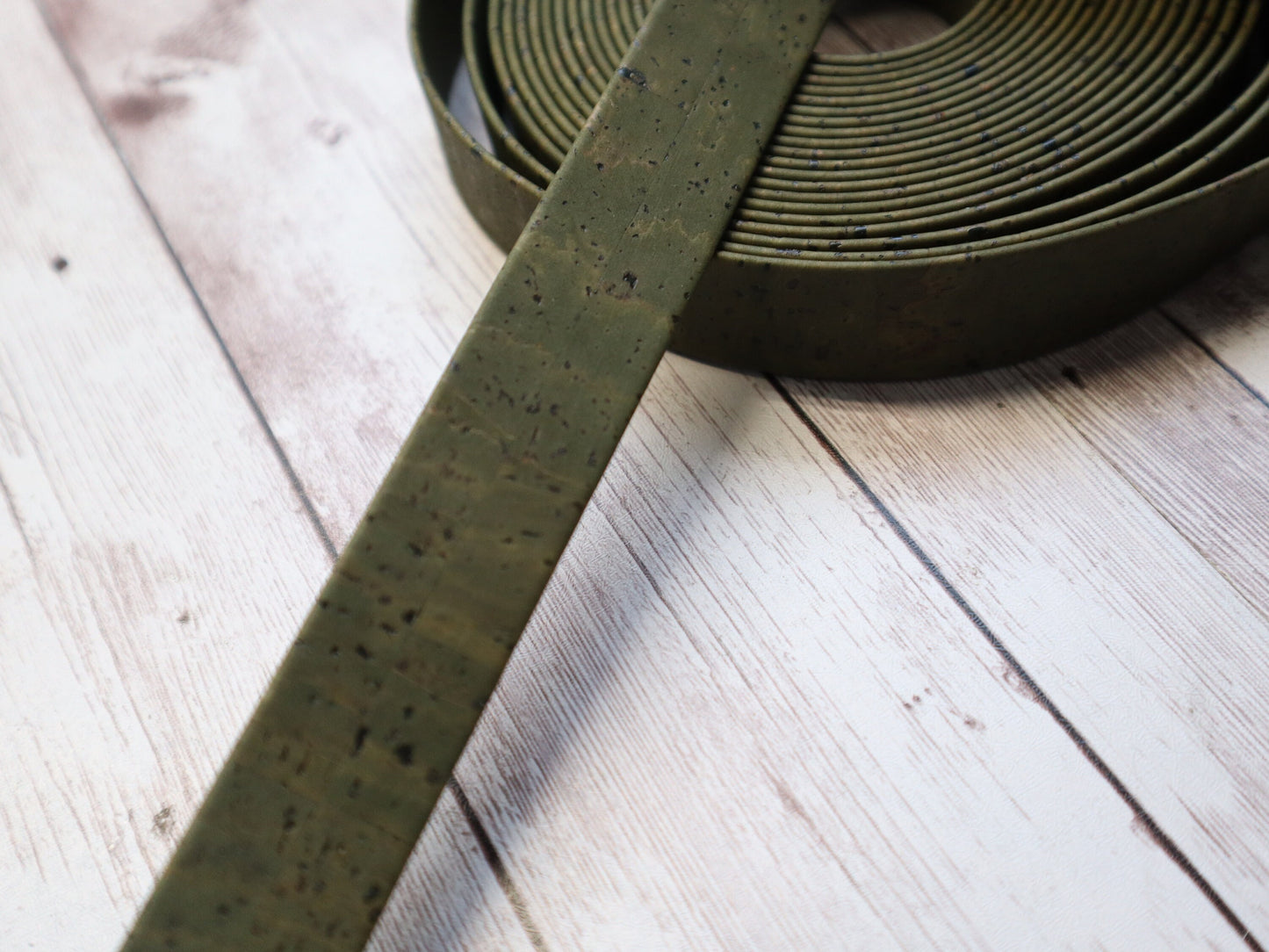 Flat Cork Cord by the Yard - Olive Green
