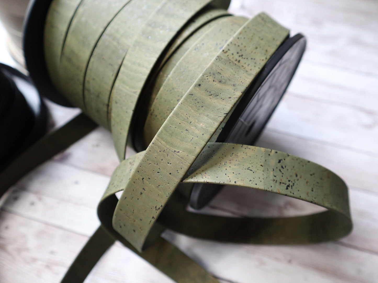Flat Cork Cord by the Yard - Olive Green