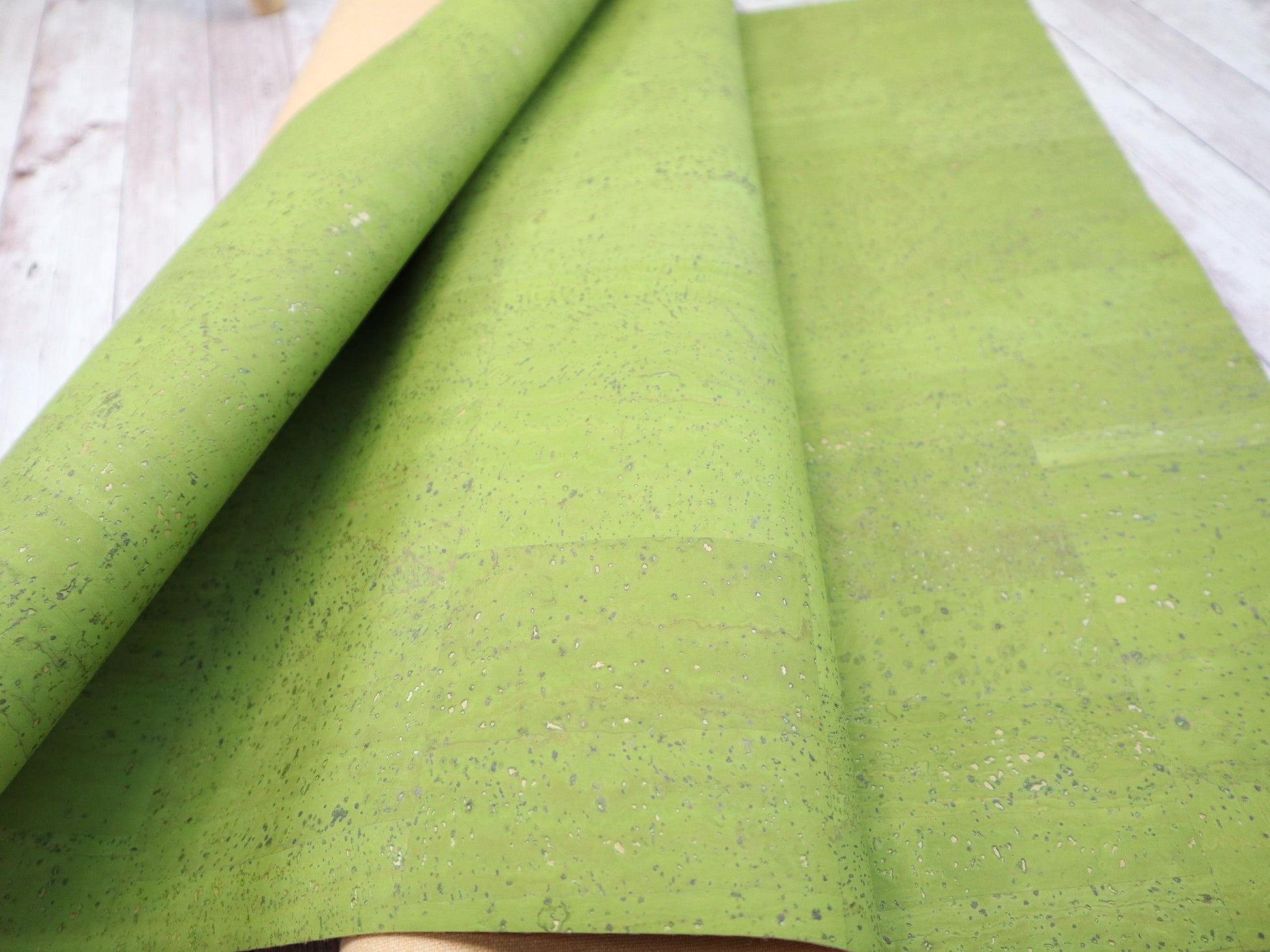 REMNANT/OFFCUT - Cork Fabric 18" x 18" - Refined Lime