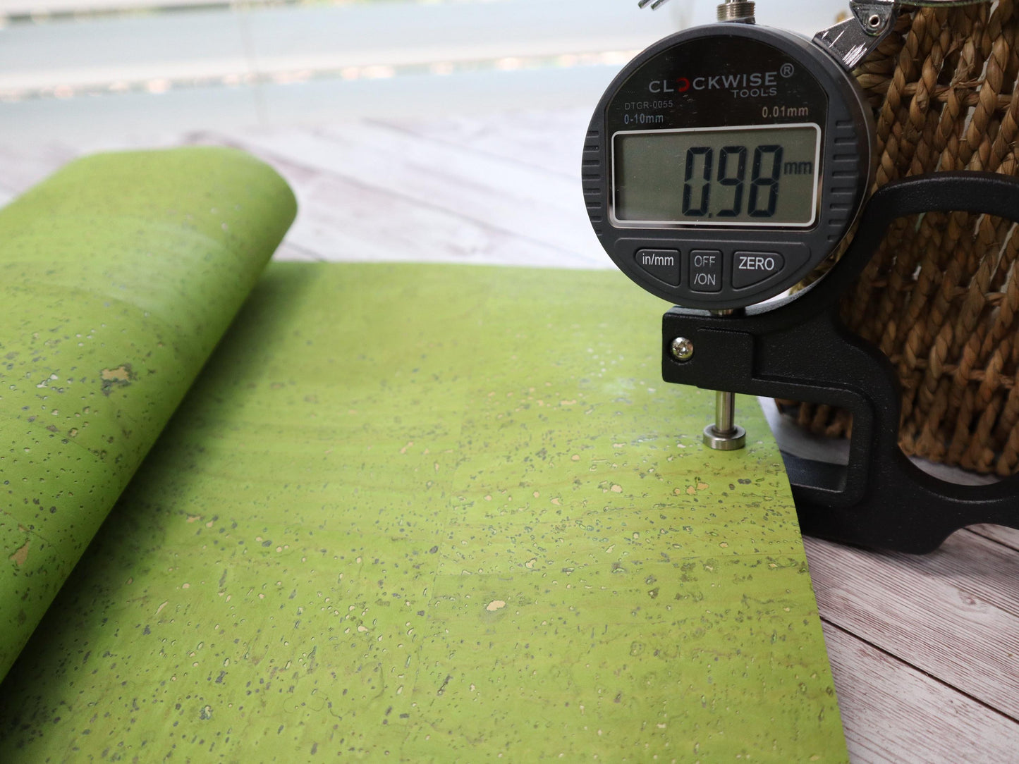 REMNANT/OFFCUT - Cork Fabric 18" x 18" - Refined Lime