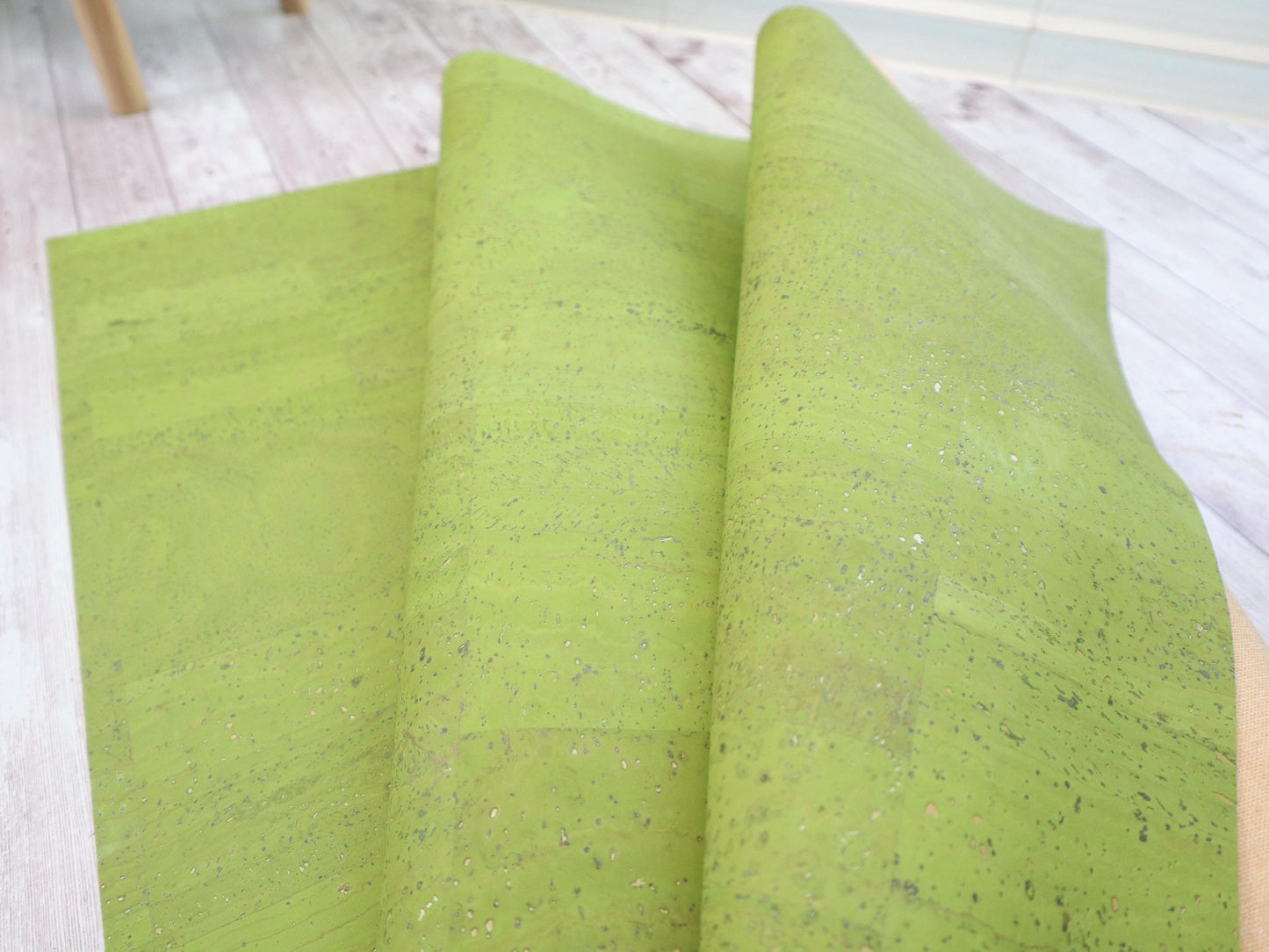 REMNANT/OFFCUT - Cork Fabric 18" x 18" - Refined Lime