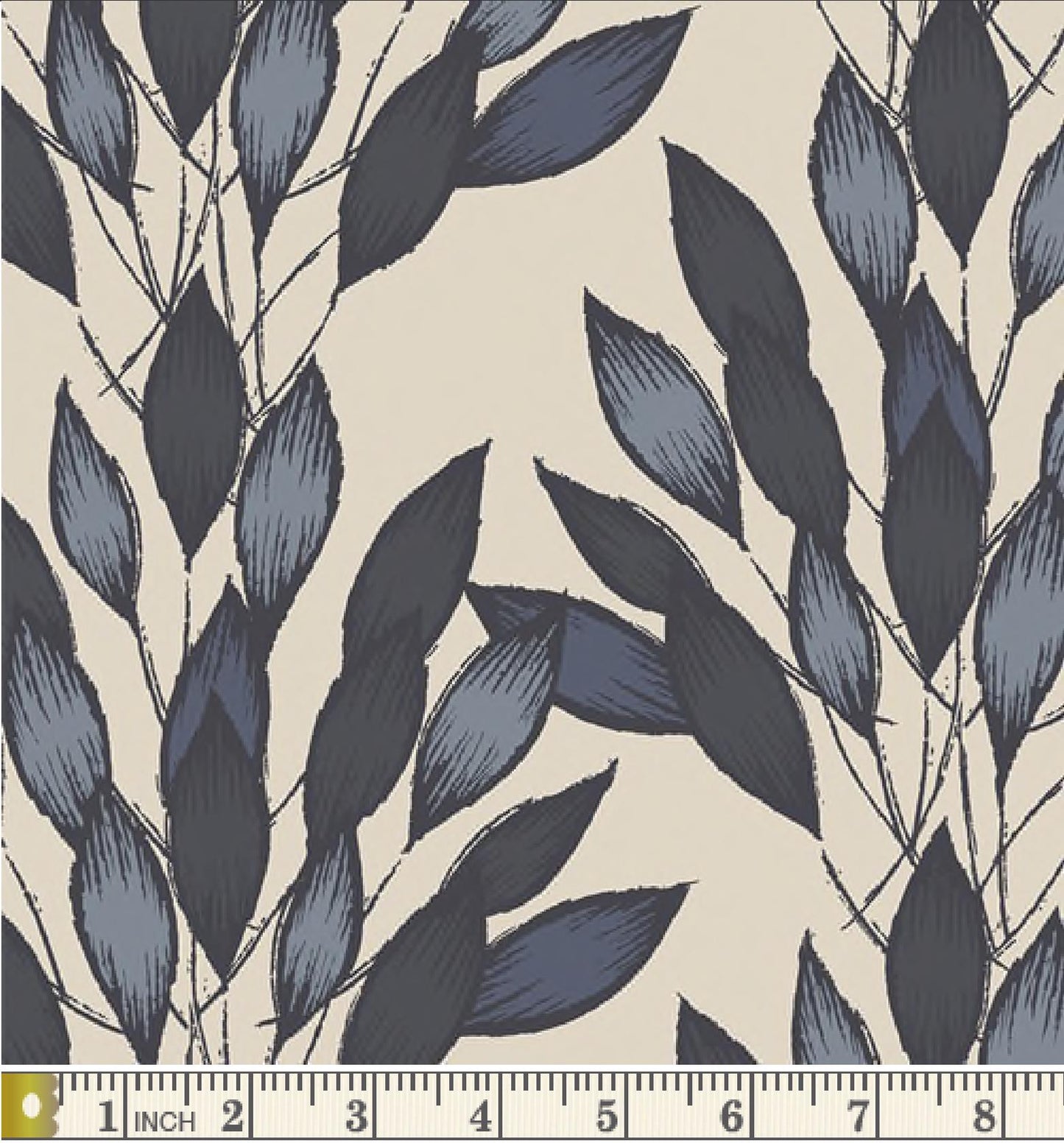 Cotton Canvas - 1/2 YARD - Brushed Leaves Gris