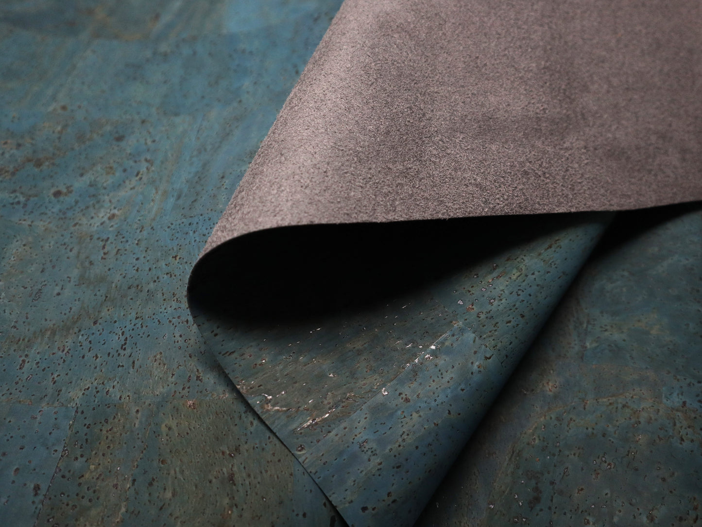 REMNANT/OFFCUT - Cork Fabric 16" x 36" - Rustic Teal
