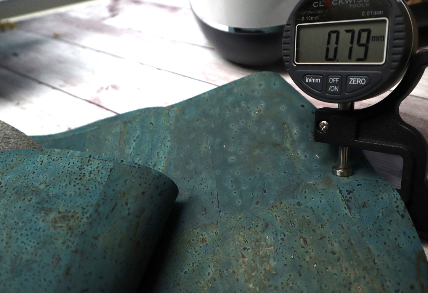 REMNANT/OFFCUT - Cork Fabric 16" x 36" - Rustic Teal