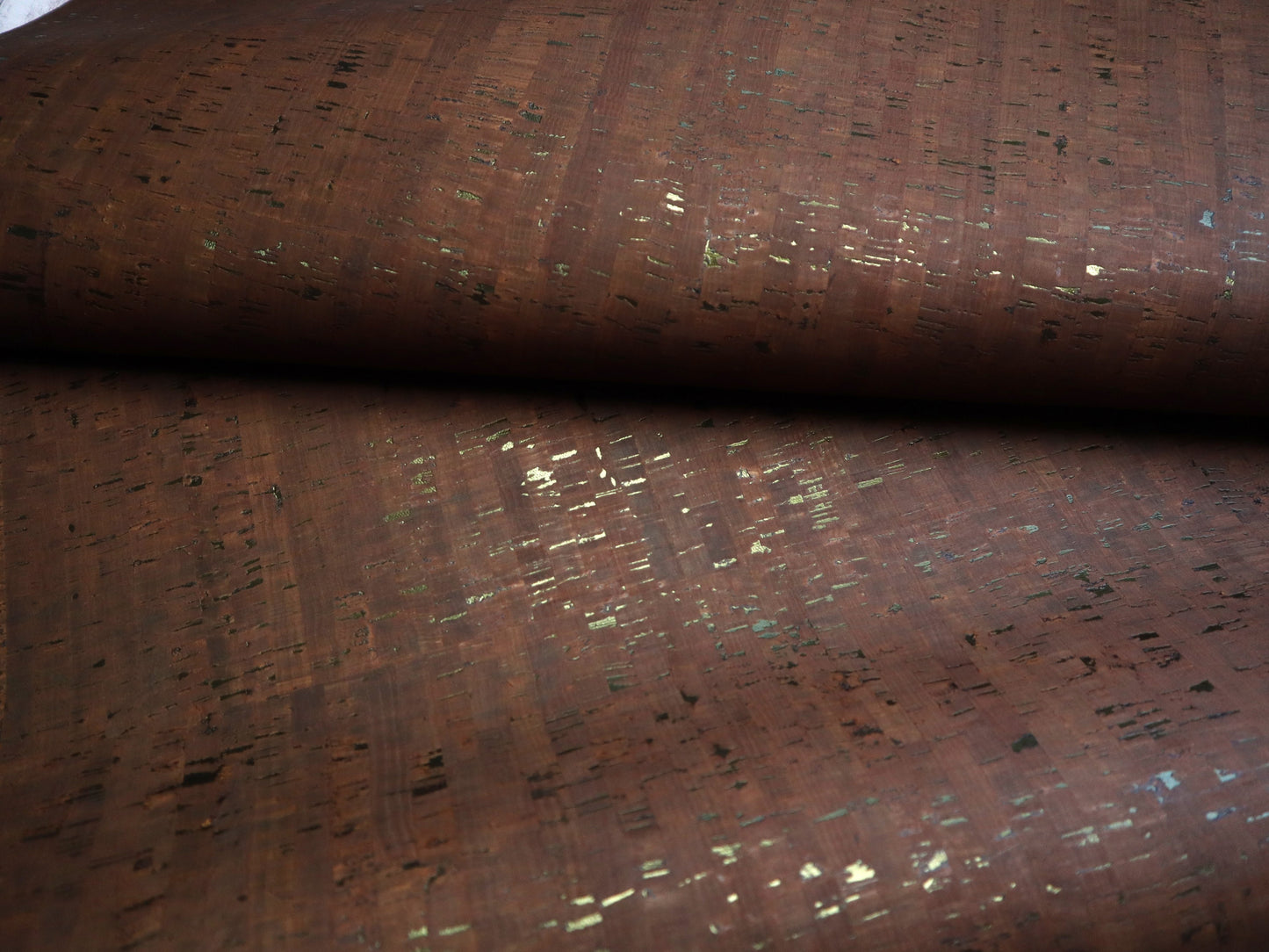 REMNANT/OFFCUT - Cork Fabric- Brown with Matte Golden Black 10.25" x 32"