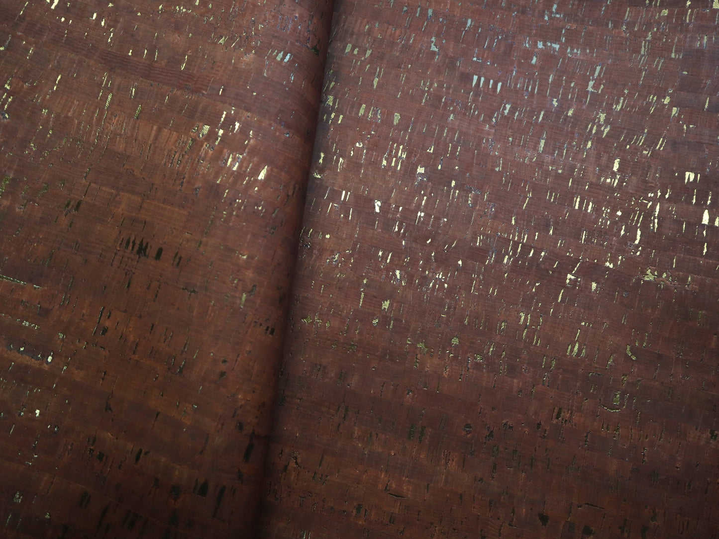 REMNANT/OFFCUT - Cork Fabric- Brown with Matte Golden Black 10.25" x 32"
