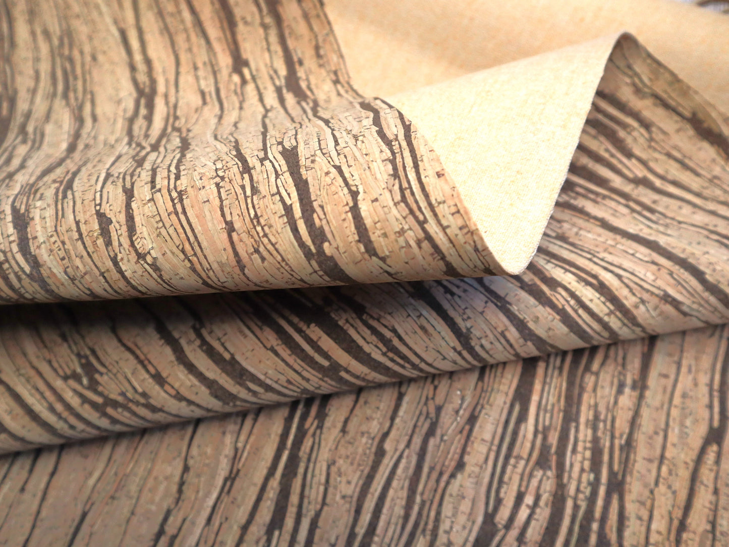 REMNANT/OFFCUT - Cork Fabric 17.5" x 26" - Natural Waves