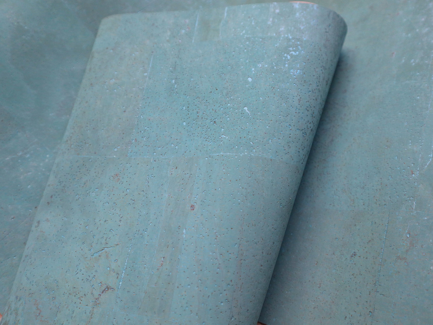 REMNANT/OFFCUT - Cork Fabric 18" x 26.75" - Beach Glass Blue
