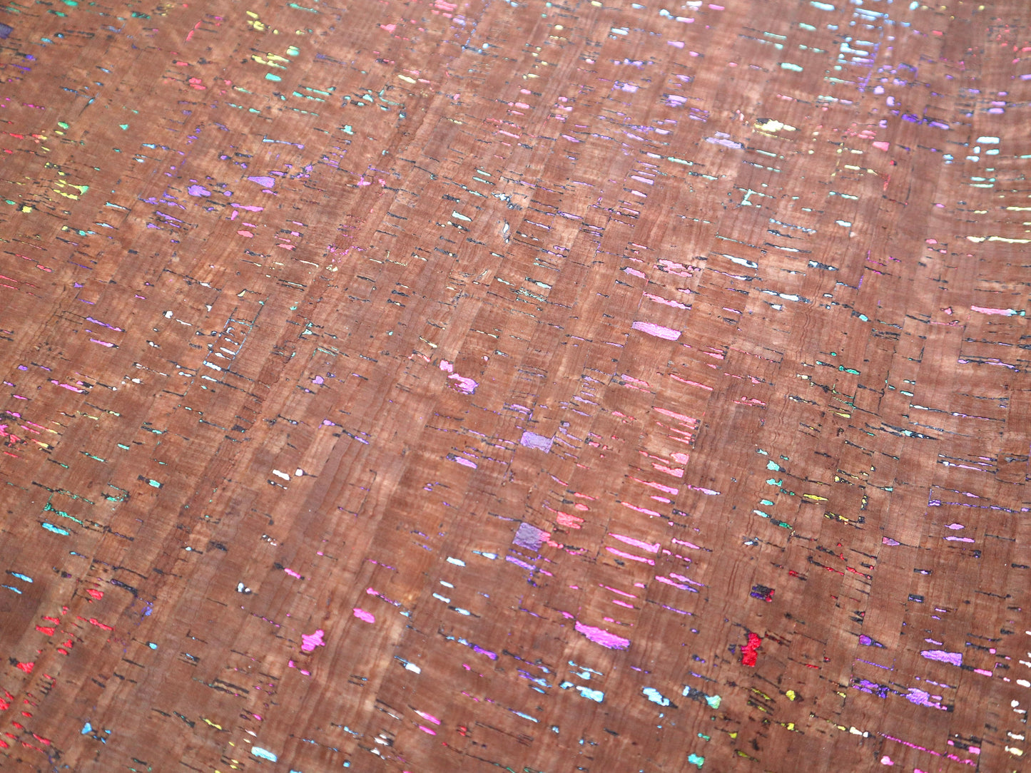 REMNANT/OFFCUT - Cork Fabric 18" x 37" - Milk Chocolate Rainbow