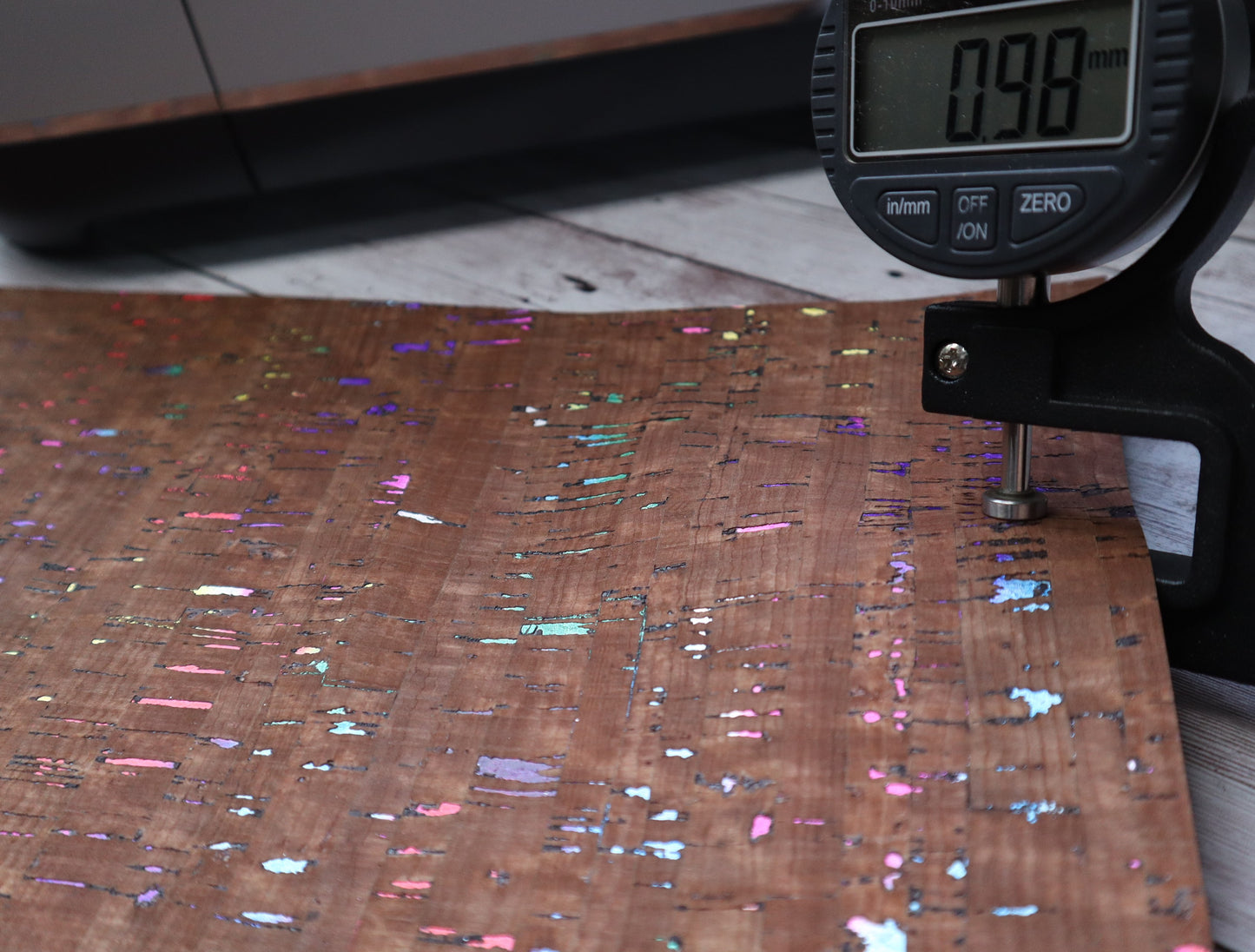 REMNANT/OFFCUT - Cork Fabric 18" x 37" - Milk Chocolate Rainbow