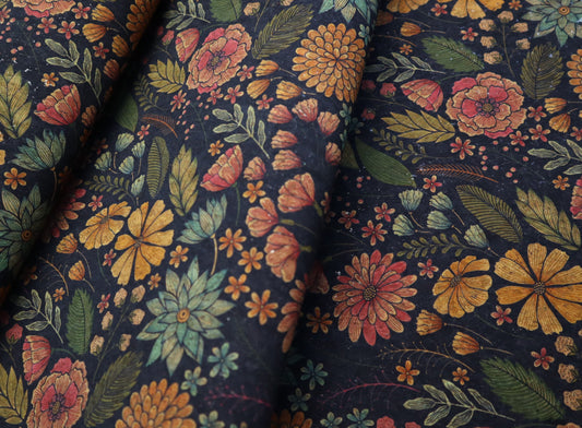 REMNANT/OFFCUT - Cork Fabric 15.5" x 44" - Vintage Floral