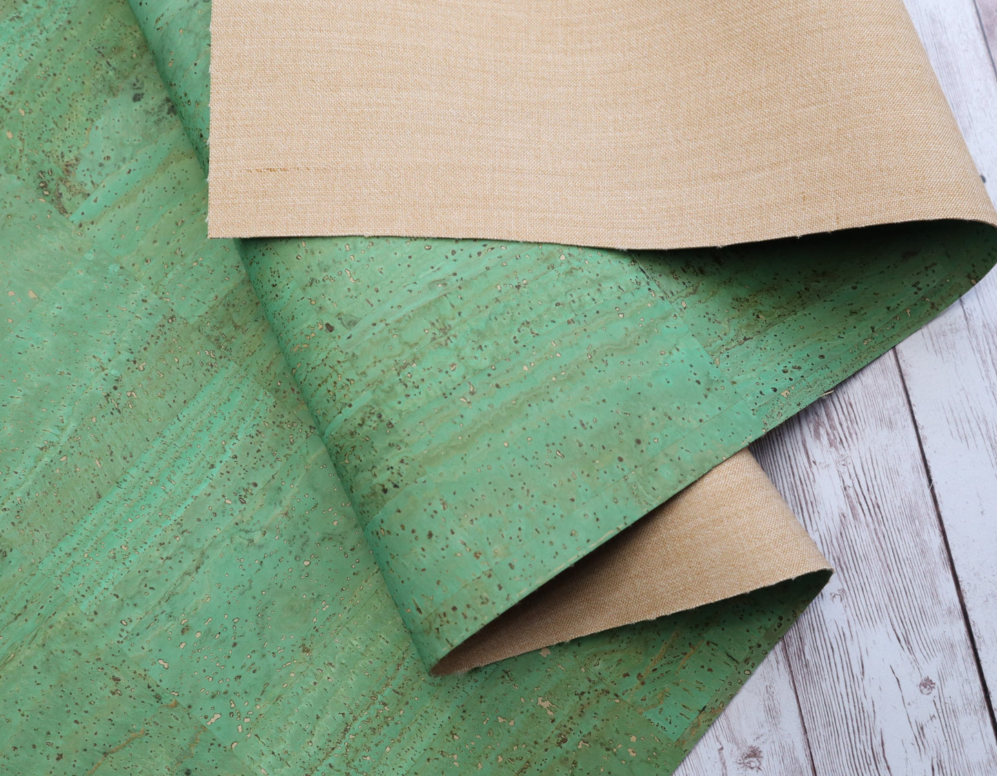 REMNANT/OFFCUT - Cork Fabric 12.25" x 18" - Grass Green