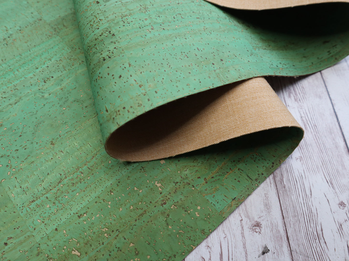 REMNANT/OFFCUT - Cork Fabric 12.25" x 18" - Grass Green