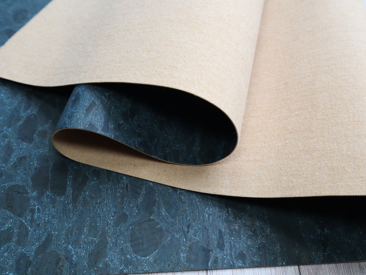 REMNANT/OFFCUT - Cork Fabric 18" x 29.75" - Ocean Floor