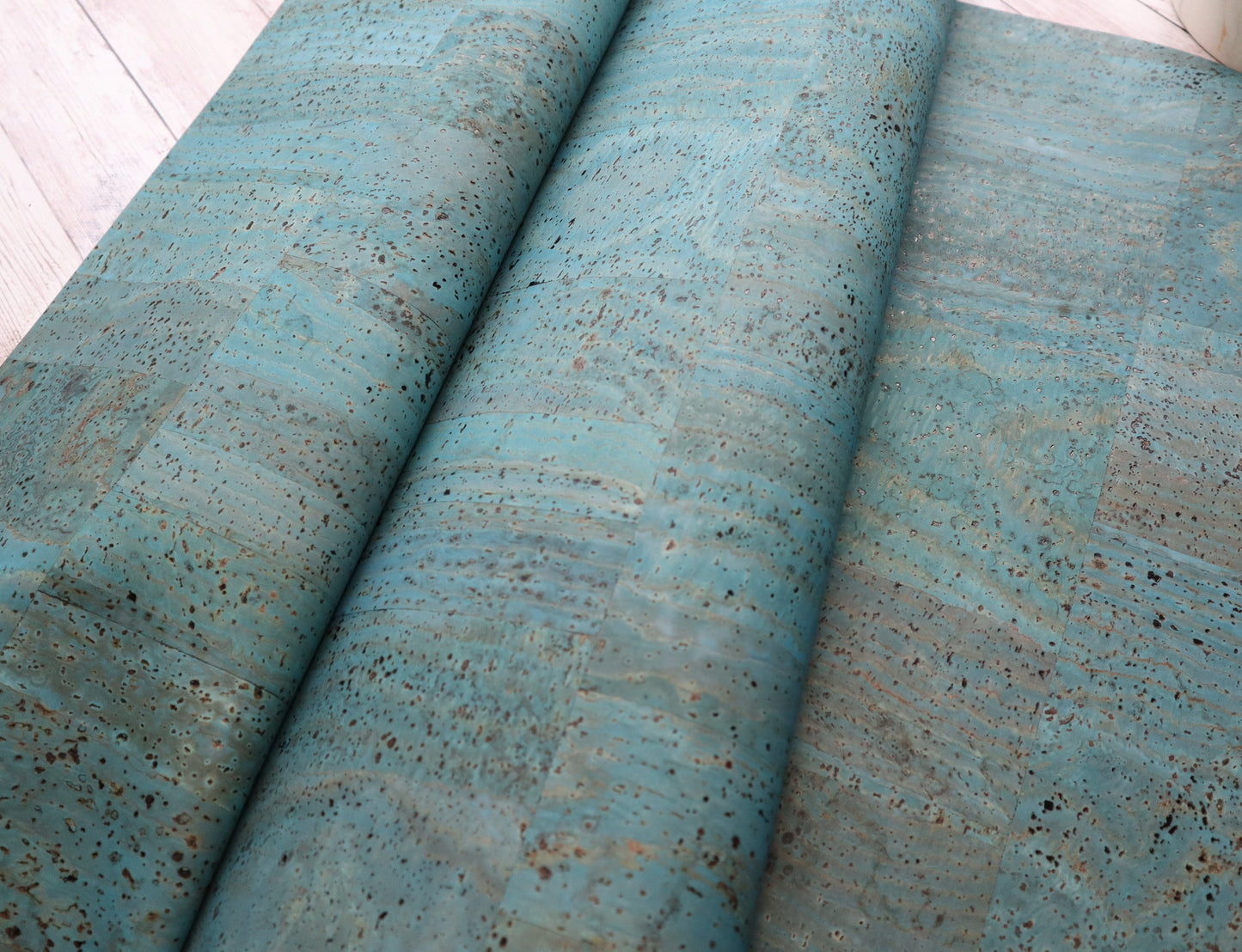 REMNANT/OFFCUT - Cork Fabric 18" x 24" - Blue Lagoon