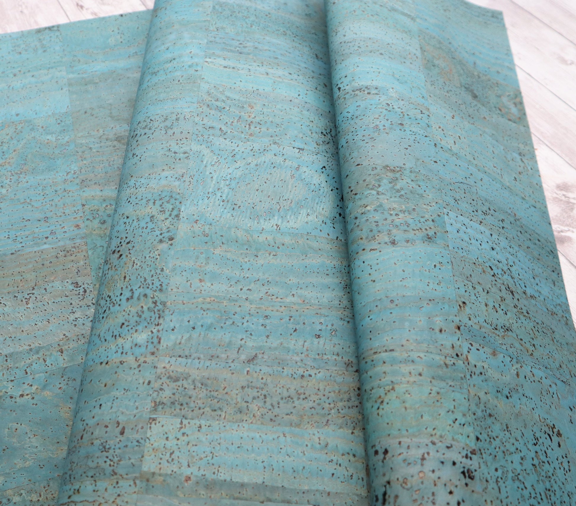 REMNANT/OFFCUT - Cork Fabric 18" x 24" - Blue Lagoon