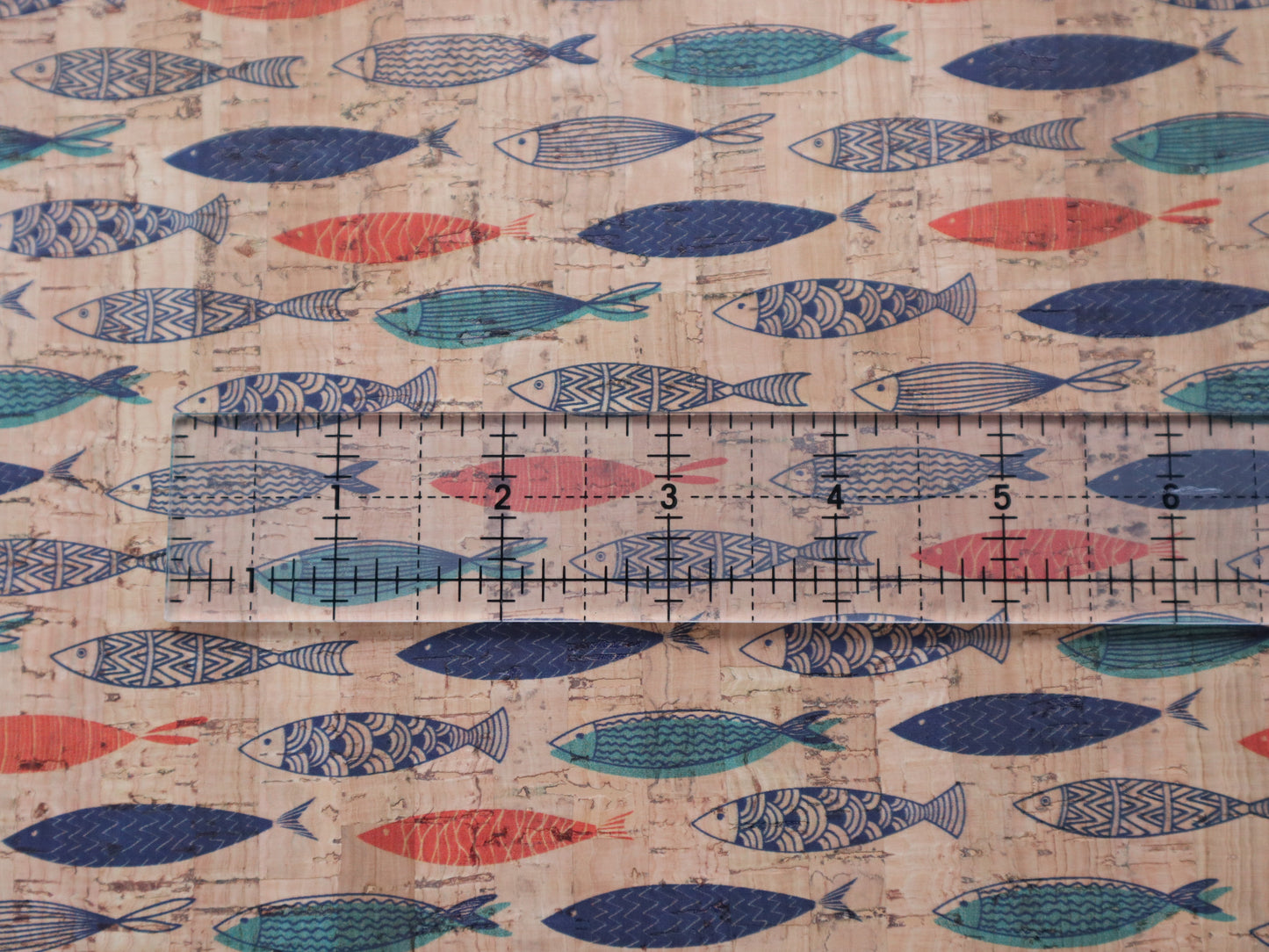 REMNANT/OFFCUT - Cork Fabric 18" x 26" - Gone Fishin'