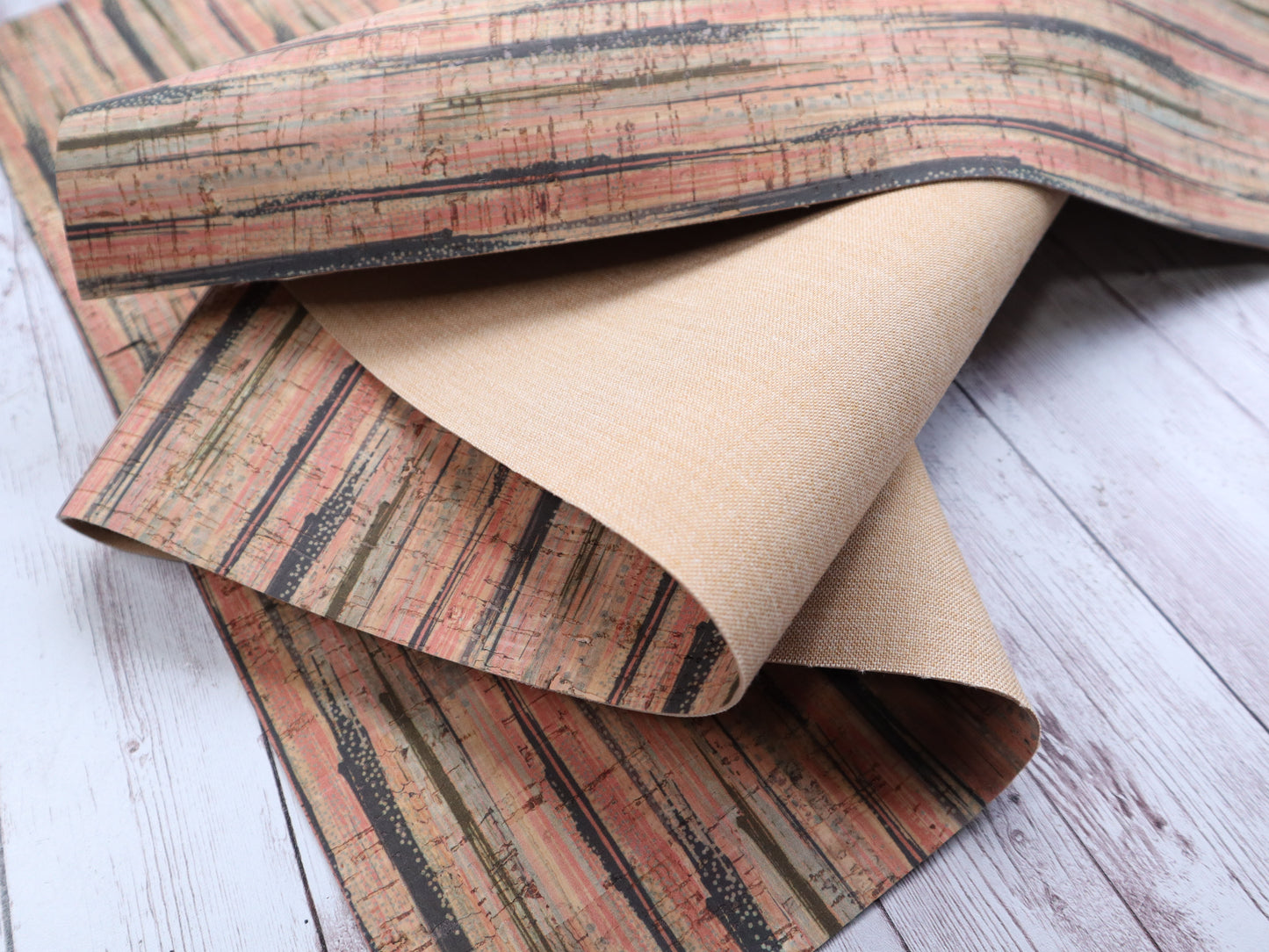 REMNANT/OFFCUT - Cork Fabric 18" x 31" - Pink Sands