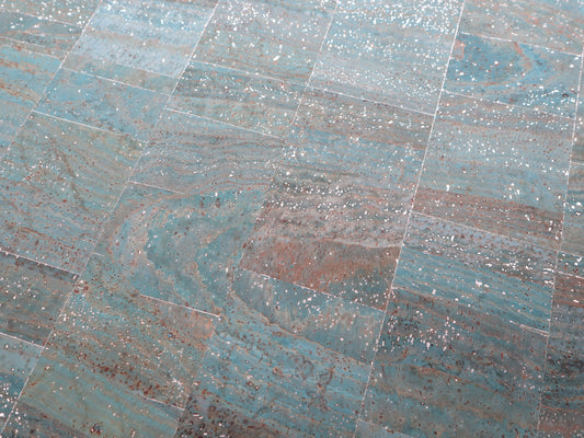REMNANT/OFFCUT - Cork Fabric 7.25" x 36" - Silver Lagoon