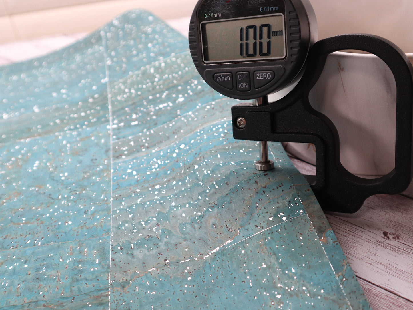 REMNANT/OFFCUT - Cork Fabric 18" x 33.5" - Silver Lagoon