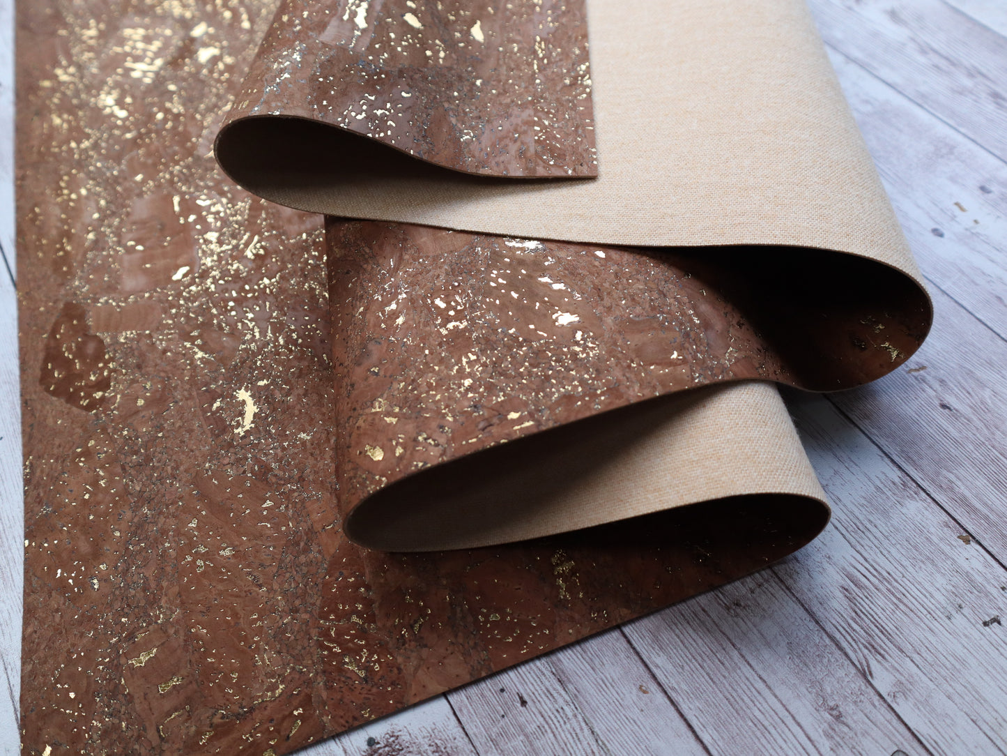 REMNANT/OFFCUT - Cork Fabric 16.25” x 36" - Golden Chestnut