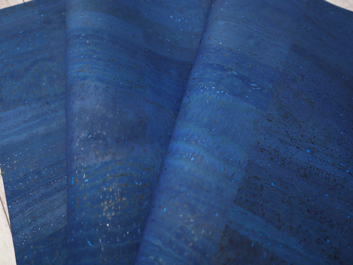 REMNANT/OFFCUT - Cork Fabric 17.5" x 29.5" - Pristine Blue