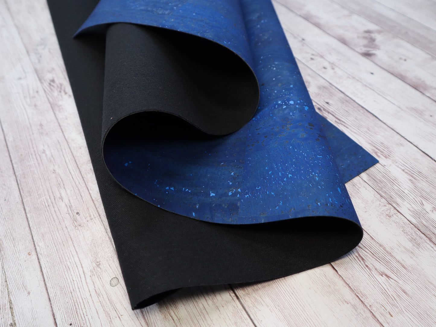 REMNANT/OFFCUT - Cork Fabric 17.5" x 29.5" - Pristine Blue