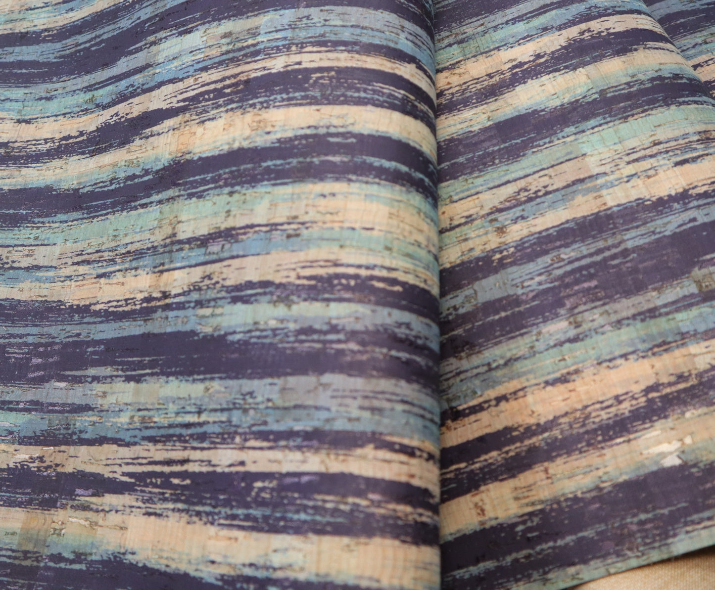 REMNANT/OFFCUT - Cork Fabric 18" x 26" - Lakeside Evening