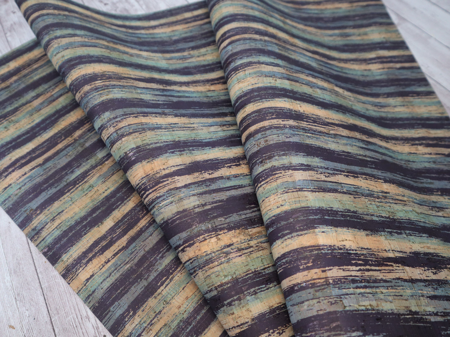 REMNANT/OFFCUT - Cork Fabric 18" x 26" - Lakeside Evening