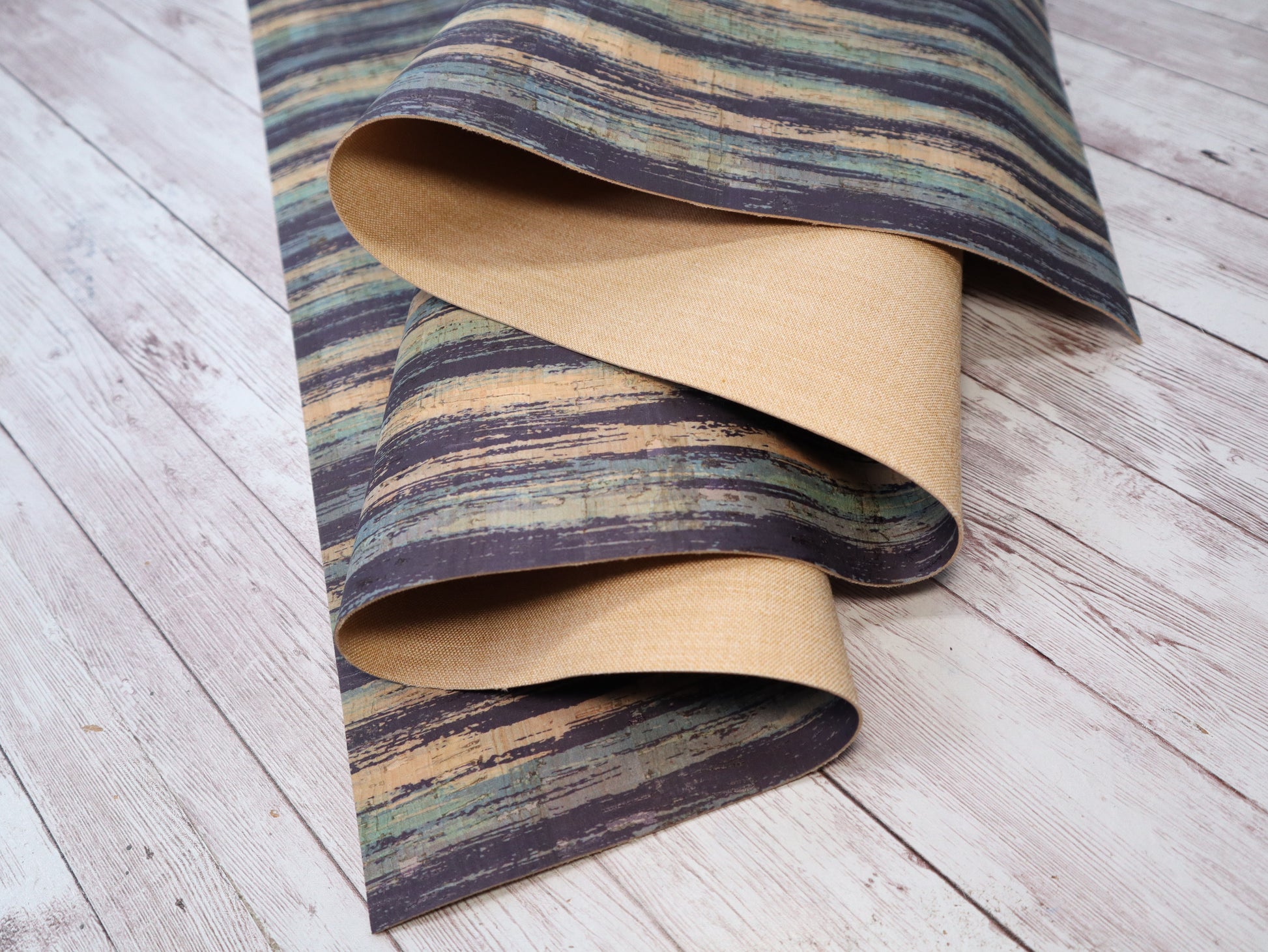 REMNANT/OFFCUT - Cork Fabric 18" x 26" - Lakeside Evening