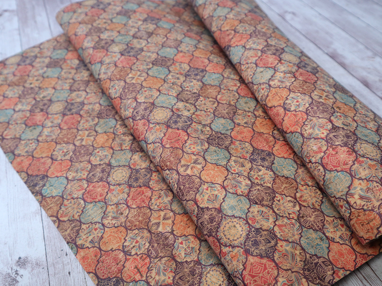 REMNANT/OFFCUT - Cork Fabric 15" x 18" - Bohemian