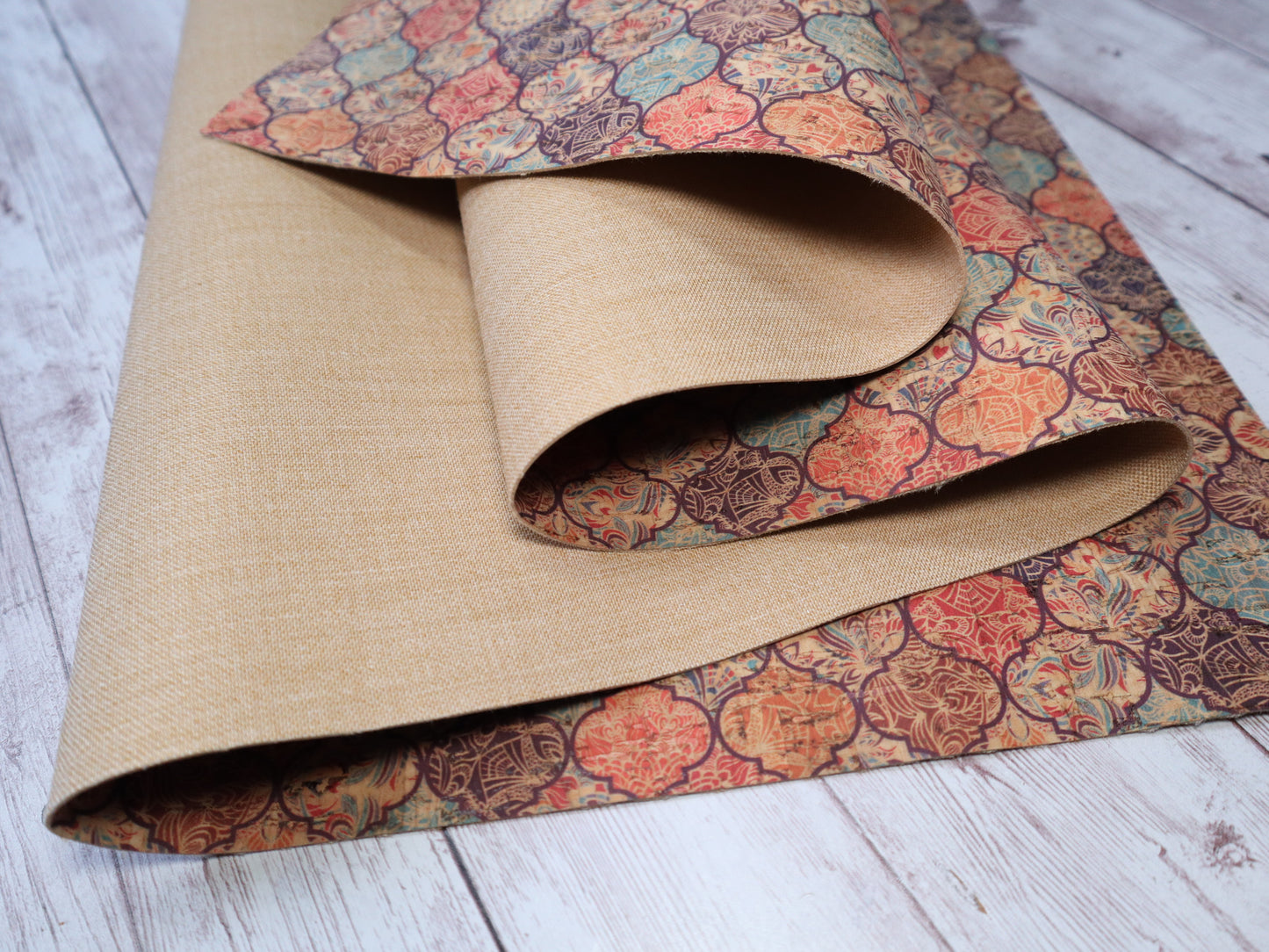 REMNANT/OFFCUT - Cork Fabric 15" x 18" - Bohemian