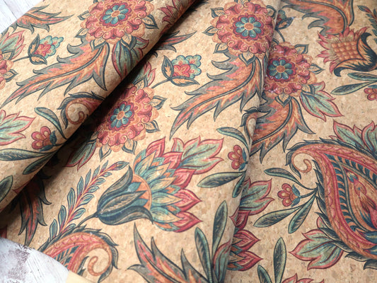 Cork Fabric Sheet -  Floral Paradise