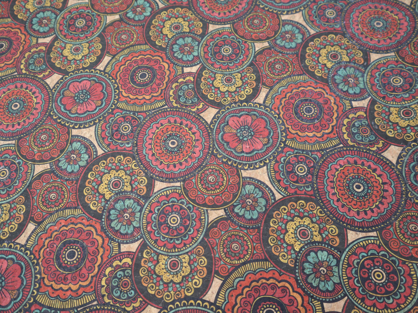 REMNANT/OFFCUT - Cork Fabric 6.75" x 36" - Medallions